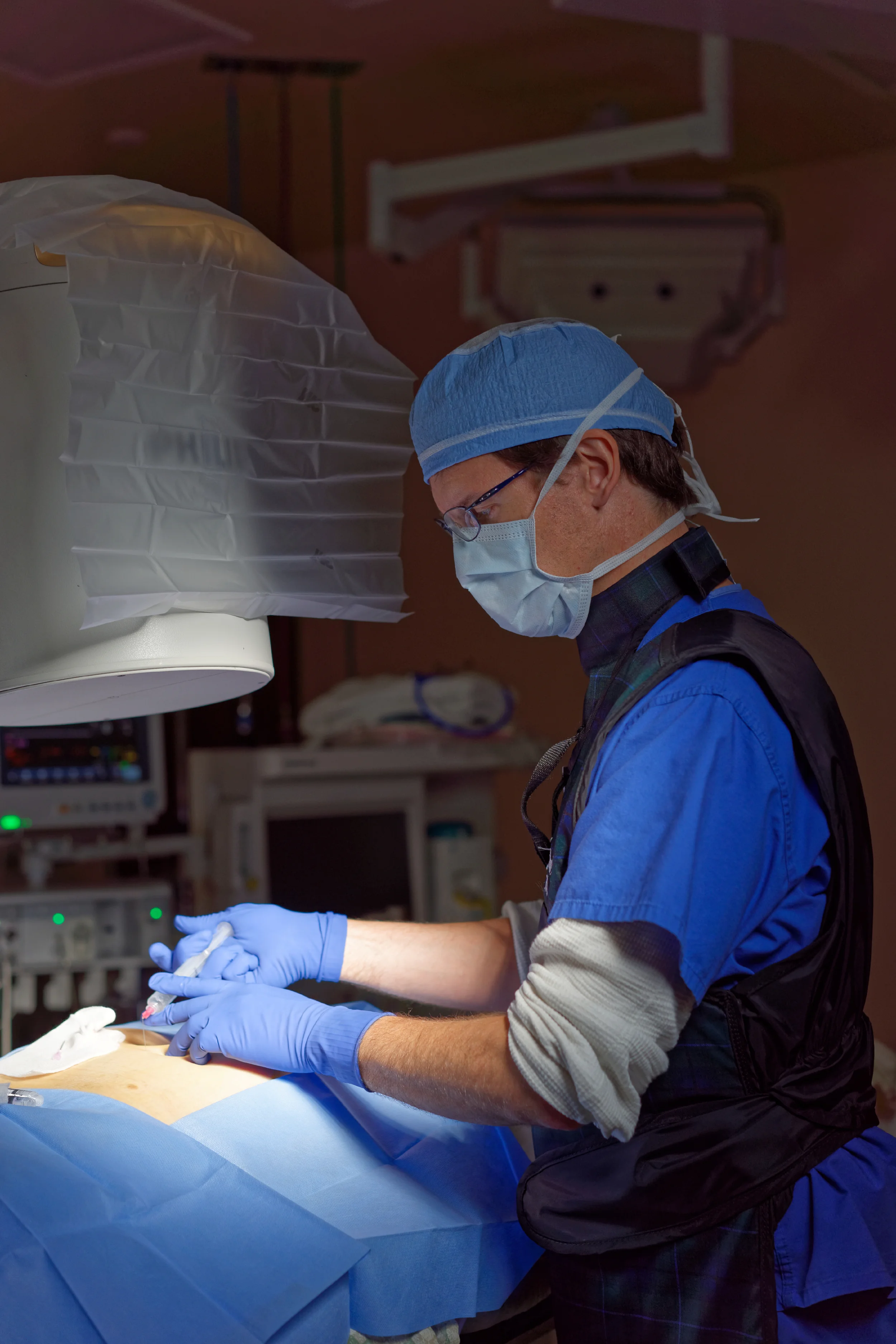 Dr. Franke performing fluoroscopy-guided injection therapy